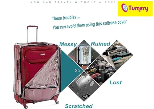 Image of Transparent Protective Zipper PVC Dust Proof Cover for Luggage /Suitcase Trolley Bags for All Brand (for Soft Luggage, (20+24+28 Combo of 3))