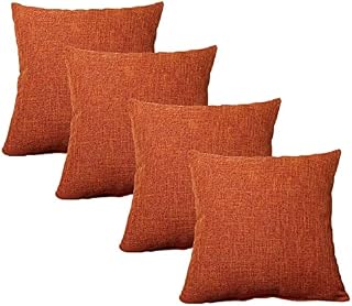 WEIXINHAI Set of 4 Cushion Covers 45x45cm Linen Throw Pillow Cover 18X18 Inch Decorative Square Pillowcase, with Invisible Zipper for Sofa Couch Bed, Car, Office