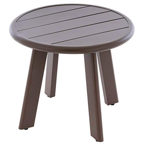 Nexos Trading Beistelltisch Aluminium Farbe dunkel-braun Terrassentisch Balkontisch Veranda-Tisch 52x45 cm mit runder Tischplatte