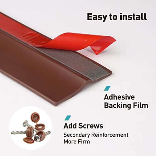 Fcsotsps 36Ft Garage Door Seal Top And Sides-Weatherproofing Garage Door Side Seal Strip,Durable Adhesive Backed Rubber Weather Stripping Garage Door Trim Seal Replacement (Brown) #TOP2