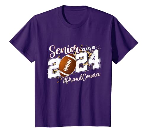 Proud Cousin of A 2024 Senior Football Graduate Class 2024 T-Shirt, Youth, Purple, Small