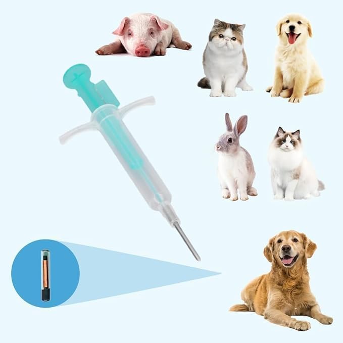 Haustier ID Microchip, tragbare leichte Haustier Microchip Implant Kit für Katzen Hunde Kaninchen Kuh Schwein Mikrochip Implantat Kit für die Verwaltung und Verfolgung von Tieren(1.4x8mm)