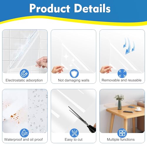 Clear Electrostatic Wall Protective Film,15.75 in x 32.81ft Clear Contact Paper Peel and Stick Wallpaper from Furniture, Dog, Trash Can, Food Splash, Back Chair (10M) by Could Spark - Used condition - Image 3