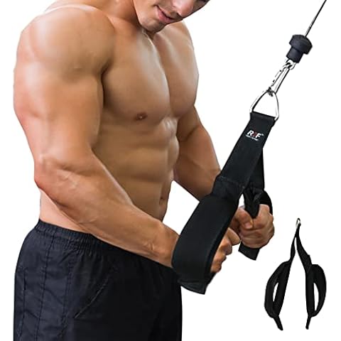 R2F Tricep Rope Cable Attachment Pull Down Rope - Triceps Rope Attachment Pulley Heavy Duty Neoprene Non-slip Short Handles Multi Purpose Gym Training Fitness Workout, Bicep, Triceps Indoor & Outdoor Cover