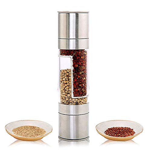 Moulin à sel et poivre double pour table contemporaine et barbecue en extérieur kit de 2 pièces