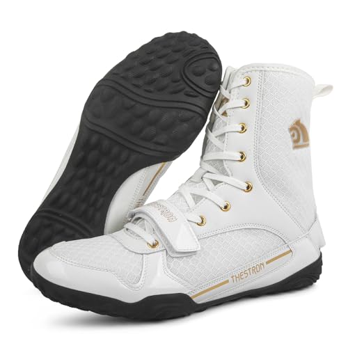 Image of THESTRON Men's Professional Boxing Wrestling Shoes Breathable Fighting Training Boots Male Combat Shoes Man High Top Fitness Sports Sneakers