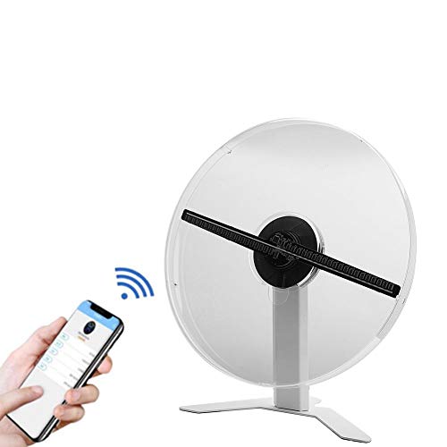 Tonysa WiFi 3D Hologramm Projektor, 3D Holographic Advertising LED Anzeige Fan, Geräuscharmer Energiesparender Visuelle Display Werbungsspieler Unterstützt MP4/AVI/RMVB/MKV/GIF/JPG/PNG