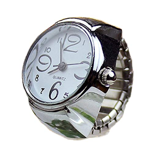 DXM Watch ASDF 2PCS L04 Dial Quartz Analog Watch Creative Steel Cool Elastic Quartz Finger Ring Watch for Men/Women(Black)