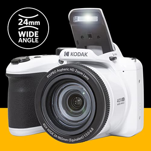 KODAK-PIXPRO-AZ405-WH-20MP-Digital-Camera-40X-Optical-Zoom-24mm-Wide-Angle-Lens-Optical-Image-Stabilization-1080P-Full-HD-Video-3-LCD-Vlogging-Camera-White