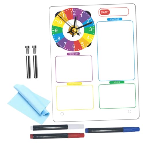 TOGEVAL デスクトップ書き込み可能ボード 透明 ル乾式消去ボード 置時計付き 多機能デスクトッププナー オ 自宅用