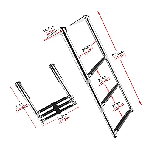 Escalera para piscina marina telescópica de 3 escalones de acero inoxidable miniatura 4