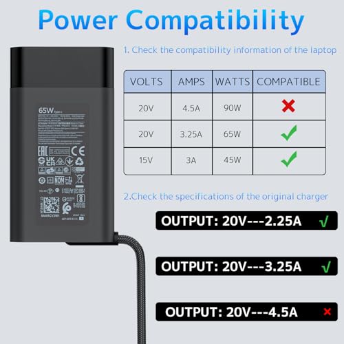 Image of 65W 45W Type C Laptop Charger for HP Pavilion Elite X2 Spectre SM65CL