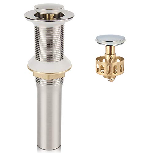 Bathroom Faucet Vessel Pop Up Sink Drain with Detachable Basket Stopper, Brushed Nickel without Overflow Bathroom Faucet Vessel Pop Up Sink Drain with Detachable Basket Stopper, Brushed Nickel without Overflow