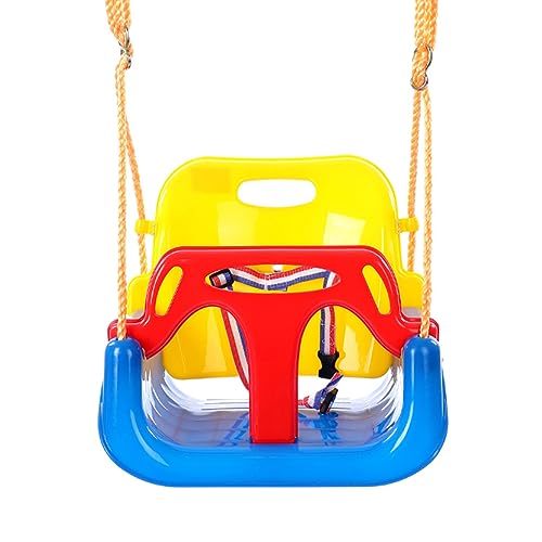 EXTSUD Altalena Colorata 3 in 1 Seggiolino Bambini in Plastica Max Portata 80KG Sedile Regolabile per Altalena Giocattolo da Giardino per Bambini Blu