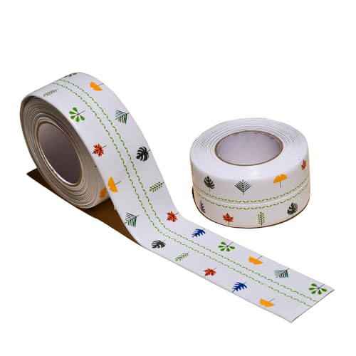 Image of Caulk Tape, Caulk Sealing Strip Tape for Bath and Kitchen 2 Rolls PVC Self Adhesive Waterproof Covering Caulk Strips Seal The Edges of a Bathtub or Sink (1)