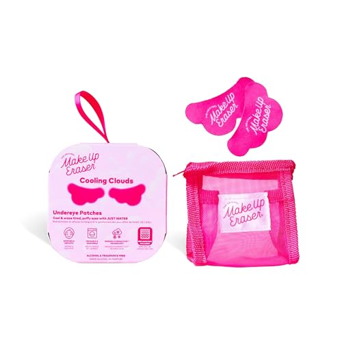 Image of Makeup Eraser Cooling Clouds Reusable Undereye Patches - Hydroactive Technology Mask Patch Pads for Tired Puffy Eyes and Wrinkles with Mini Washbag, Set of 2
