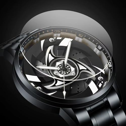 Image of GOLDENIZE FASHION Branded Men's Sport Quartz Watch Arrow Wheel Dial 360 Rotating Casual Fashion Stainless Steel Alloy Mens & Boy's Luxury Metal Gift Creative Watch