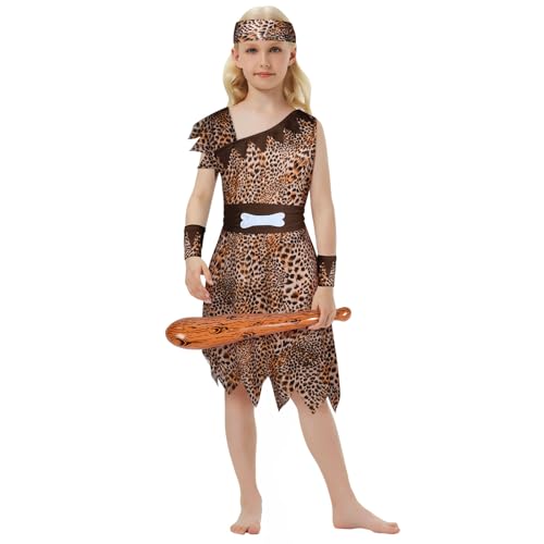 Cave Costume, Caveman Costume and Accessories, Prehistory Costume Children, Primitive Kids Costume for Halloween Carnival Party Show