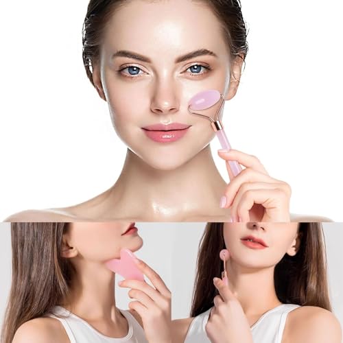 Rose Quartz Gua Sha & Jade Roller Set for Radiant Skin - Image 4