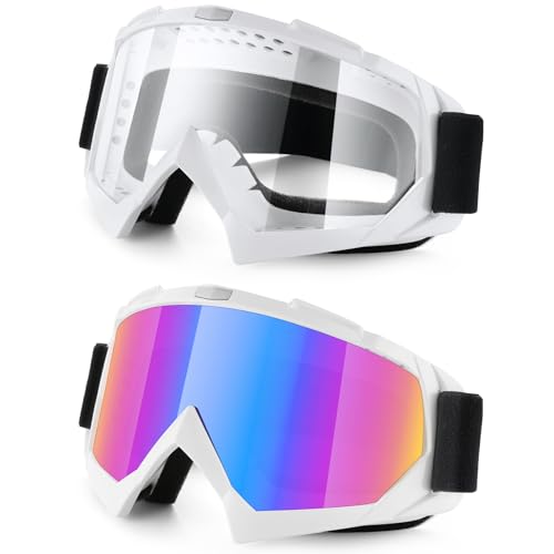 SINGARO Dirt Bike Goggles, 2 Pack Motorcycle ATV Riding Goggles