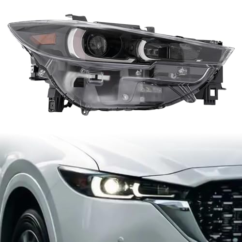 Headlight Assembly for 2022 2023 2024 Mazda CX-5 Front LED Headlamp Replacement W/Bulb Clear Lens KPF151040, KPF1-51-040 KPF151030, KPF1-51-030 (Right Passenger Side)