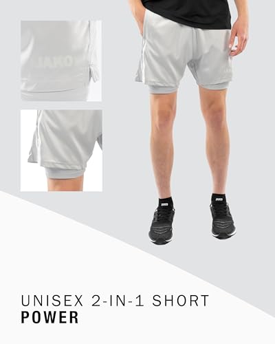 JAKO Damen 2-in-1 Shorts Power, hellgrau, 34 – Ansicht 4