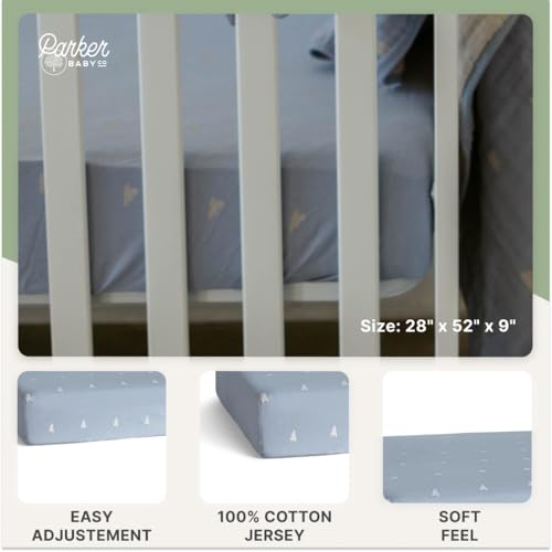 Image of Parker Baby Soft & Durable Fitted Baby Crib Sheets | Snug Fit for Standard Crib Mattresses | Machine Washable, Fade-Resistant & Modern Nursery Designs