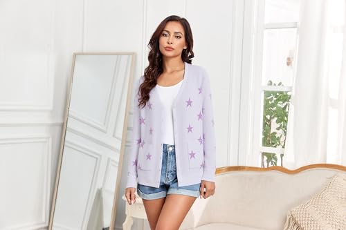 Image of Women's Lightweight Button Down Cardigan Sweaters Long Sleeve Classic V Neck Knit Soft Shrugs with Pocket