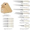WANGMAZI 15 Pcs Knife Block Set, Japanese High Carbon Stainless Steel Sharp Blade Knife Set, Razor Sharp Knives Set for Kitchen, Dishwasher Safe, Elegant Box for Men Women, Natural