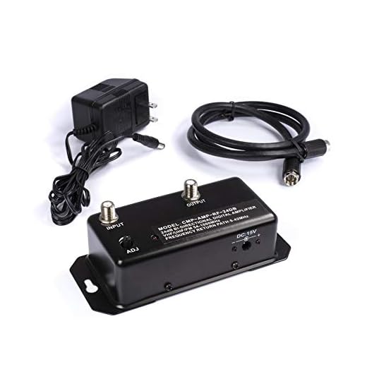 24db Distribution Amplifier - Digital TV Antenna Booster Signal Amplifier, Adjustable Boost/Gain, NTSC, ATSC, FM, UHF, VHF - 1000 MHz - Includes RG6 Coaxial Cable