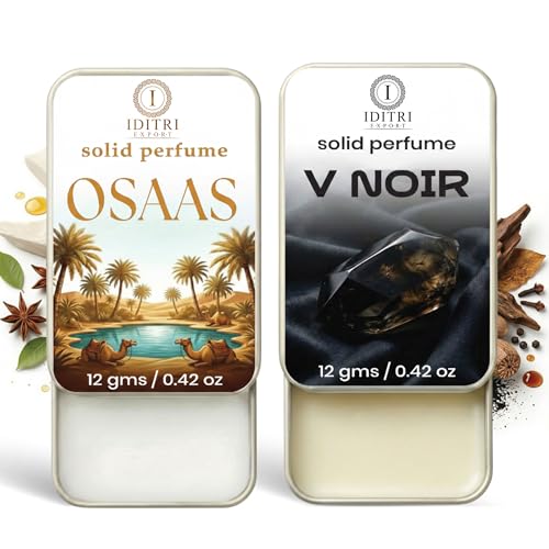 Image of Solid Perfume |V Noir&Osaas Alcohol Free Wax Perfume Balm, Long Lasting | Pocket Tin 12g, Pack Of 2| Non Greasy Smooth Glide, Travel Friendly Men And Women