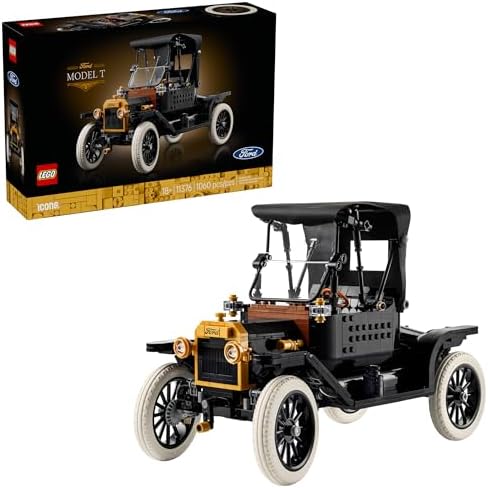 LEGO Icons Ford Model T Building Set for Adults - Collectible Kit with Detailed Features for Bedroom, Home Office, or Shelf Decor, Gift for Men, Women & Car Fans Ages 18+ - 11376