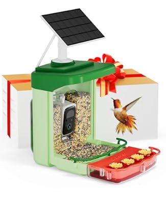 Bilantan Smart Bird Feeder with Camera Solar Powered 2 in 1, Only 2.4G WiFi Compatible, Lifetime Free Al Bird Identification, Hummingbird Feeder Camera, Valentine's Day Gifts for Bird Lovers