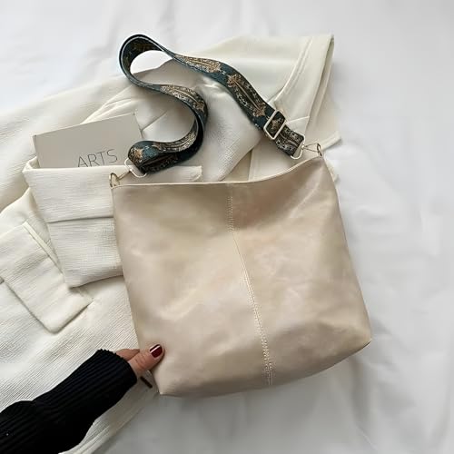 Image of Vegan Leather Hobo Bag with Boho Strap, Brown, 32cm x 11cm x 26cm, Water-Resistant