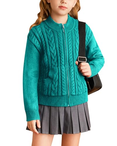 Image of GRACE KARIN Girls Knit Cardigan Sweater Zip Long Sleeve Kids School Uniform Fall Jacket Size 6-14
