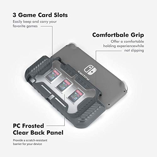 Image of TMG Rugged Protective Case for Nintendo Switch Lite | Shockproof Grip Cover with Soft TPU & Hard Shell | Ergonomic Anti-Slip Design with Game Card Storage | Compatible with Switch Lite Console (Gray)