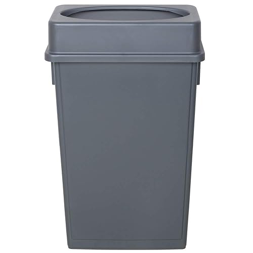 PRO&Family Cubo de basura rectangular delgado gris de 92 cuartos de galón 23 galones 87 litros y tapa gris de tiro caído. Cubo de basura para