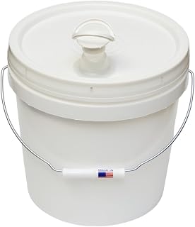 2 Gallon Bucket with Lid & Handle PolyEthylene Plastic 75Mil (HDPE) Food Safe BPA Free Storage Container Pour Spout AirTight Lid Galvenized Steel Handle All Purposes Premium Quality FDA Compliance