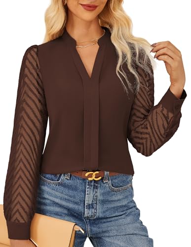 GRACE KARIN Damen Elegante Chiffon Bluse Langarm Büroblusen Basic...