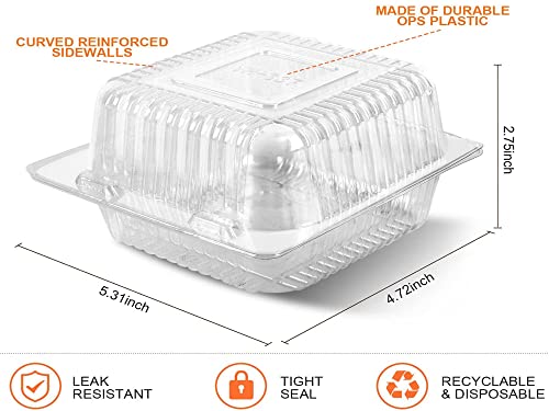 Axe Sickle 100 Count 5 X 5 Inch Clear Plastic Hinged Take Out Containers Clamshell Takeout Tray Disposable Food Clamshell Containers For Dessert, Cakes, Cookies, Salads, Pasta, Sandwiches #TOP2