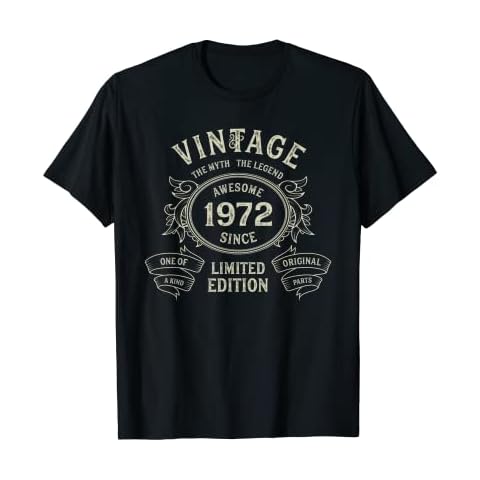 Vintage 1972 Limited Edition Born in 1972 50th Birthday Gift T-Shirt Cover