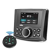 Bluetooth Radio - Waterproof Media Player with Wireless Remote - 4 x 45W Marine Stereo for Boat, Golf Cart, UTV, Spa - Advanced Head Unit Bluetooth - 25ft Range