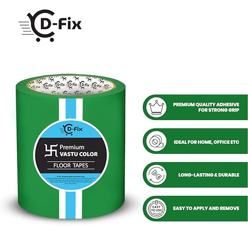 Image of D-fix Vastu Color Floor Tapes | 4 Inch Wide, 25M Each | Green | Vastu Dosh Remedy, Vastu Correction for WC, Toilet, Entrance, Home & Office (1 Rolls Pack)