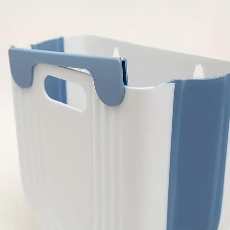 Caneca de basura plegable para cocina con gancho azul