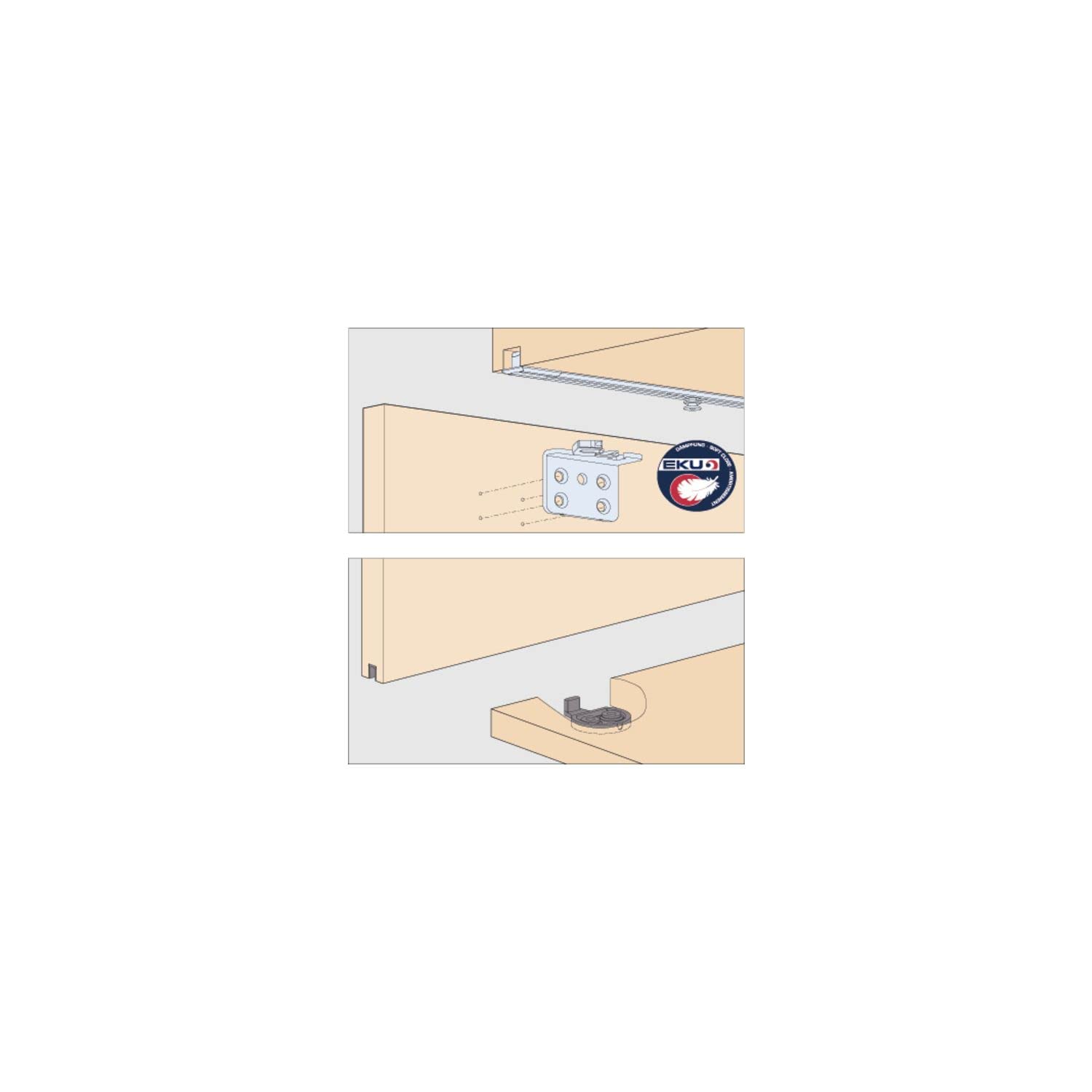 Ferrure porte coulissante HAWA Clipo 16 H FS pour réparer ou fabriquer un placard sans rail au sol