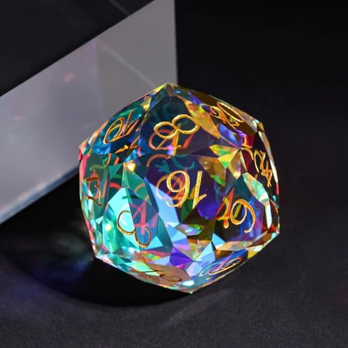 Image of UDIXI 30mm D20 Prism Glass Dice Large Glass D20 Dice for RPG Tabletop Games | Multifaceted-Cut, Premium Gift Box, DM Gift, for Dungeons and Dragons Role Playing Games