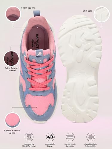 Image of Impakto ChunkFlex Aura Women Chunky Sneaker | Lightweight & Breathable Upper | Comfortable Heel Support | Anti-Skid Outsole for Firm Grip