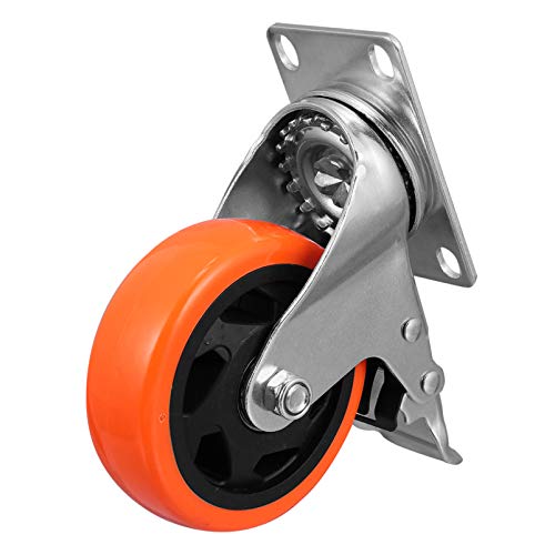 Rodas giratórias de borracha termoplástica Tehaux de 10 cm com trava dupla de segurança para móveis