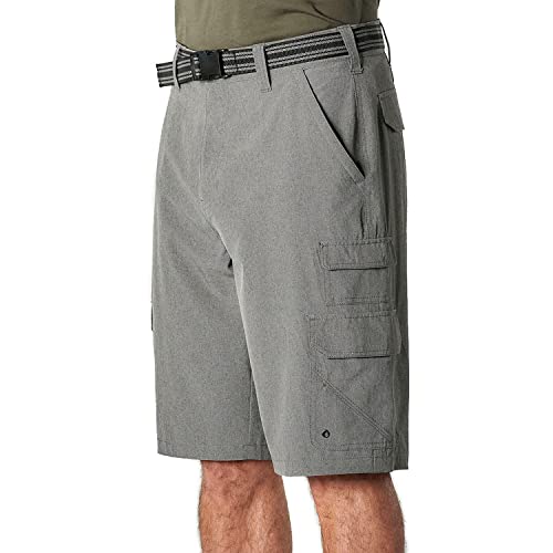 Iron Clothing Men Belted Stretch Microfiber Cargo Short (As1, Numeric, Numeric_32, Numeric_44, Regular, Short, Heather Grey, 32 Short #TOP4