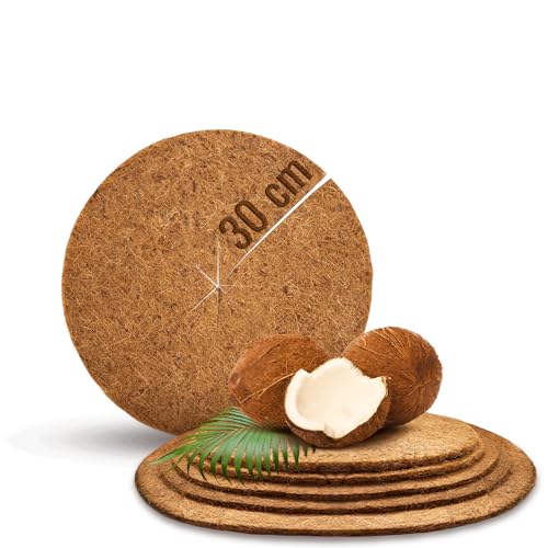 ProFlora® Kokos Mulchscheibe Winterschutz - Biologisch abbaubare Kokosscheibe als Winterschutzmatte für Pflanzen (30 cm, 1 Stück)